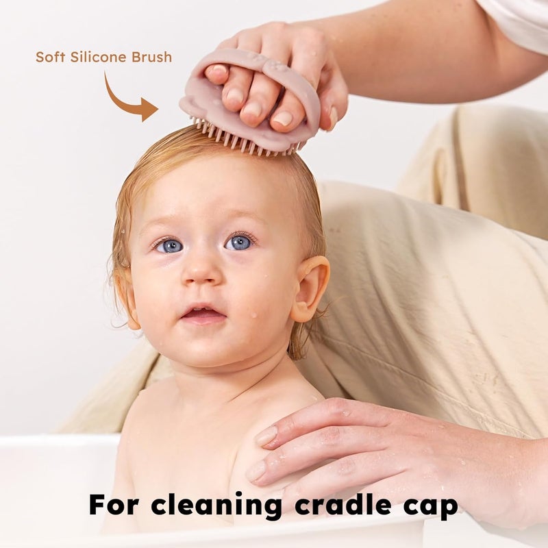 YOOFOSS 4 Piece Baby Hair Brush and Comb Set，Wooden Baby Hair Brush with Natural Ultra Soft Goat Hair, Baby Comb Set for Boy, Girl - Pink - Image 2